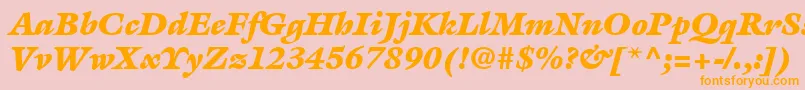 ItcGalliardLtUltraItalic-Schriftart – Orangefarbene Schriften auf rosa Hintergrund