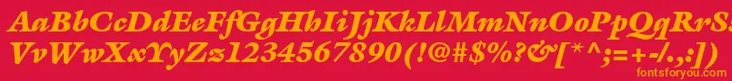 Шрифт ItcGalliardLtUltraItalic – оранжевые шрифты на красном фоне