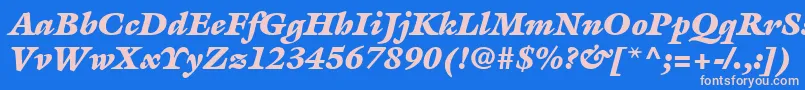 ItcGalliardLtUltraItalic-Schriftart – Rosa Schriften auf blauem Hintergrund
