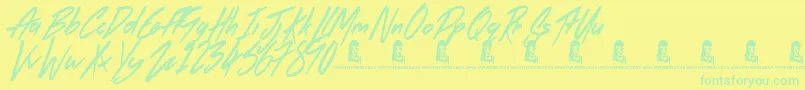 Weitere Informationen zur TheRightThing-Schriftart TheRightThing-Schriftart – Grüne Schriften auf gelbem Hintergrund