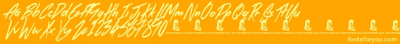 TheRightThing-Schriftart – Gelbe Schriften auf orangefarbenem Hintergrund