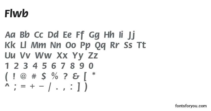 Schriftart Flwb – Alphabet, Zahlen, spezielle Symbole