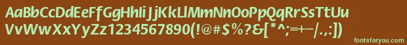 フォントFlwb – 緑色の文字が茶色の背景にあります。