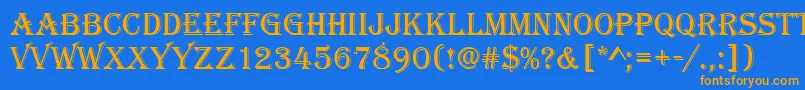 フォントAlgeriand – オレンジ色の文字が青い背景にあります。