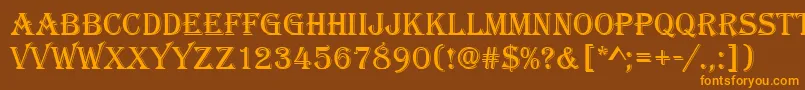 フォントAlgeriand – オレンジ色の文字が茶色の背景にあります。