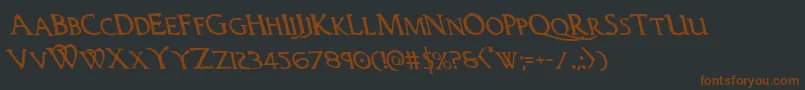 Woodgodleft-Schriftart – Braune Schriften auf schwarzem Hintergrund