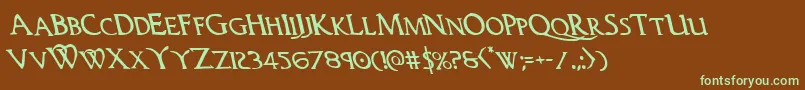 Woodgodleft Font – Green Fonts on Brown Background