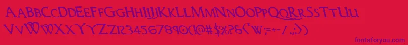 Woodgodleft Font – Purple Fonts on Red Background