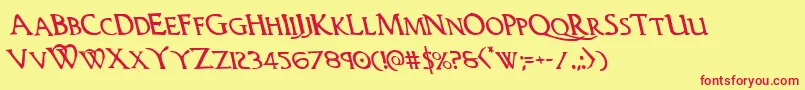 Woodgodleft Font – Red Fonts on Yellow Background