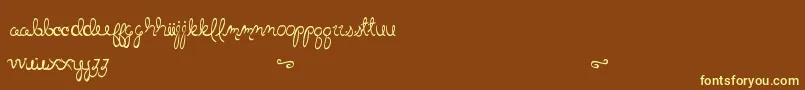 LittleBlissBold-Schriftart – Gelbe Schriften auf braunem Hintergrund
