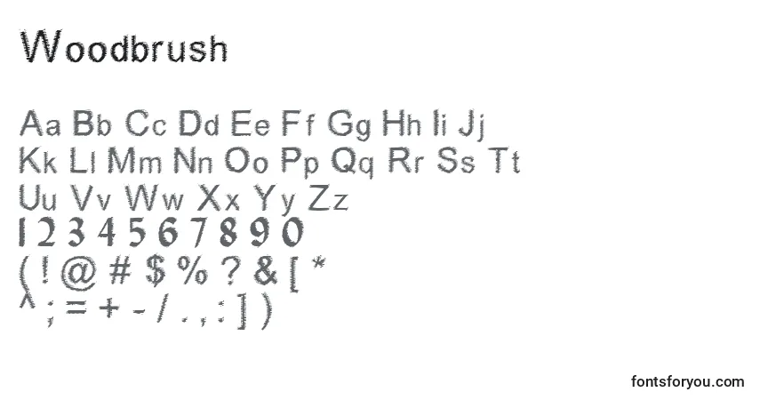 Schriftart Woodbrush – Alphabet, Zahlen, spezielle Symbole