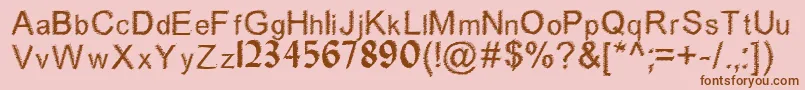 Woodbrush-Schriftart – Braune Schriften auf rosa Hintergrund