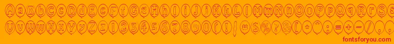 SpBallonBoldDb-Schriftart – Rote Schriften auf orangefarbenem Hintergrund