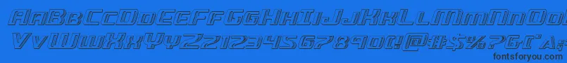 Greasegunchromeital-Schriftart – Schwarze Schriften auf blauem Hintergrund