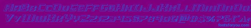 Greasegunchromeital-Schriftart – Blaue Schriften auf violettem Hintergrund