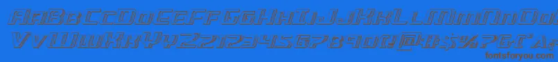 Greasegunchromeital-Schriftart – Braune Schriften auf blauem Hintergrund