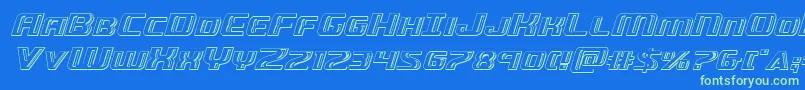 Greasegunchromeital Font – Green Fonts on Blue Background