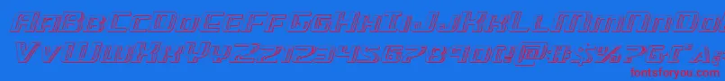 Greasegunchromeital-Schriftart – Rote Schriften auf blauem Hintergrund