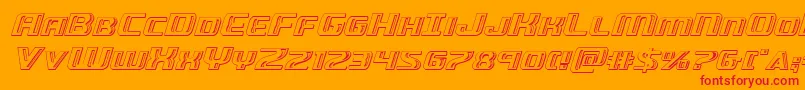 Greasegunchromeital-Schriftart – Rote Schriften auf orangefarbenem Hintergrund