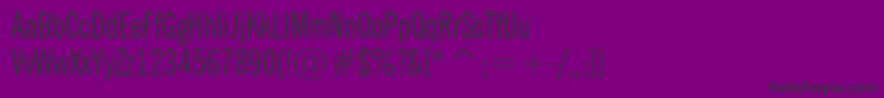 NewsGothicExtraCondensedBt-fontti – mustat fontit violetilla taustalla