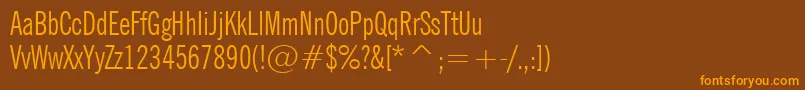 NewsGothicExtraCondensedBt Font – Orange Fonts on Brown Background