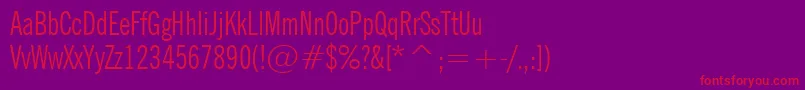 NewsGothicExtraCondensedBt Font – Red Fonts on Purple Background