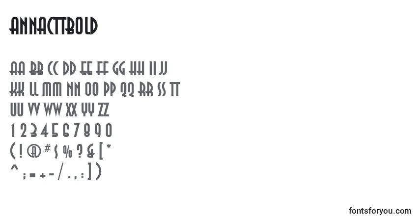 Шрифт AnnacttBold – алфавит, цифры, специальные символы