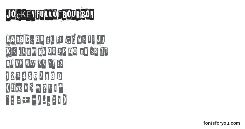Шрифт JockeyFullOfBourbon – алфавит, цифры, специальные символы