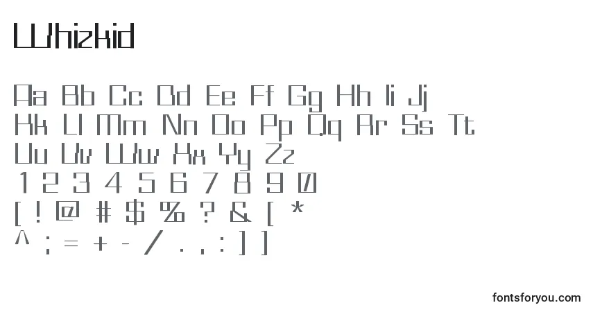 A fonte Whizkid – alfabeto, números, caracteres especiais