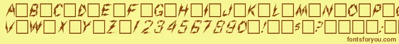 Weitere Informationen zur AarcoverRegular-Schriftart AarcoverRegular-Schriftart – Braune Schriften auf gelbem Hintergrund