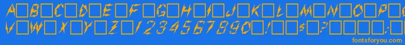 AarcoverRegular-Schriftart – Orangefarbene Schriften auf blauem Hintergrund