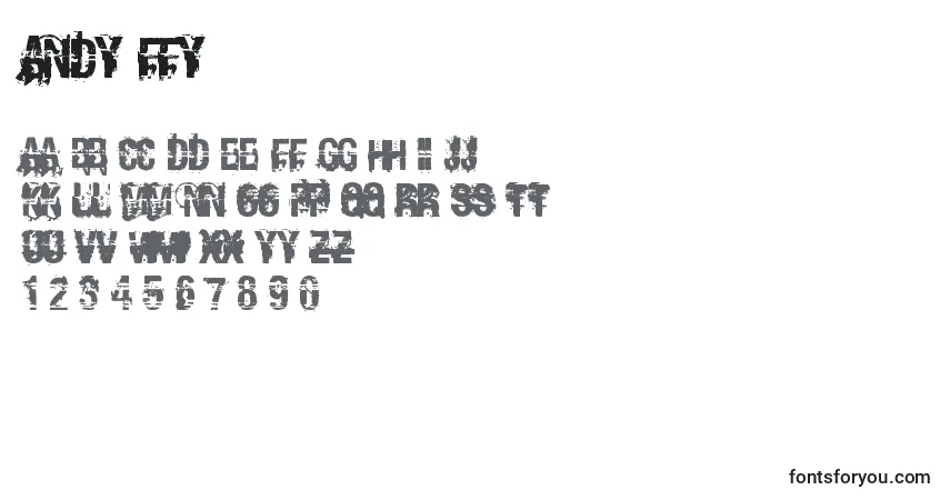 Schriftart Andy ffy – Alphabet, Zahlen, spezielle Symbole