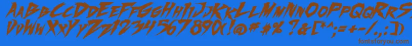 Więcej informacji o czcionce FightingSpirit2Bold Czcionka FightingSpirit2Bold – brązowe czcionki na niebieskim tle