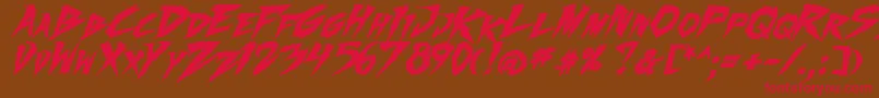 フォントFightingSpirit2Bold – 赤い文字が茶色の背景にあります。
