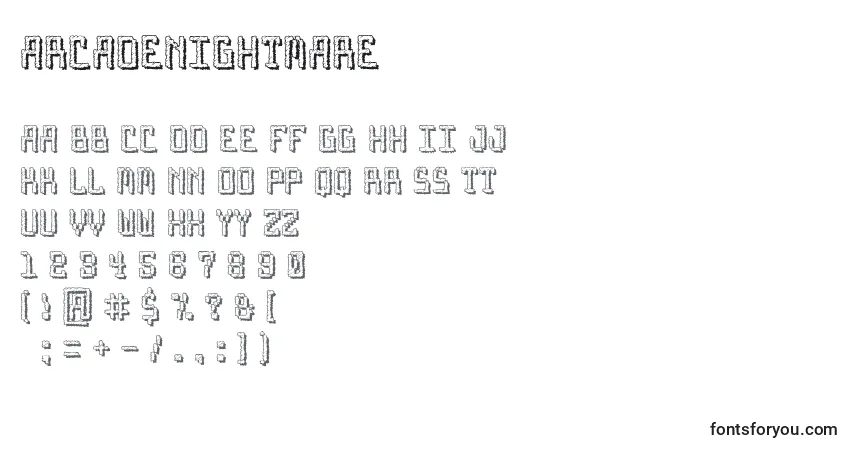 Шрифт ArcadeNightmare – алфавит, цифры, специальные символы