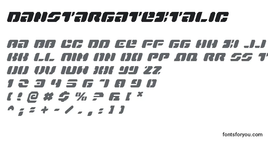 Schriftart DanStargateItalic – Alphabet, Zahlen, spezielle Symbole