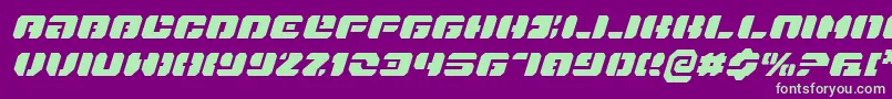 フォントDanStargateItalic – 紫の背景に緑のフォント