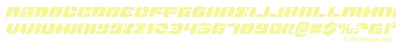 フォントDanStargateItalic – 白い背景に黄色の文字