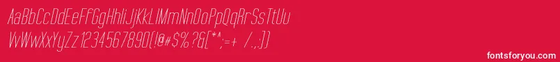 TallFilmsExpandedOblique-Schriftart – Weiße Schriften auf rotem Hintergrund