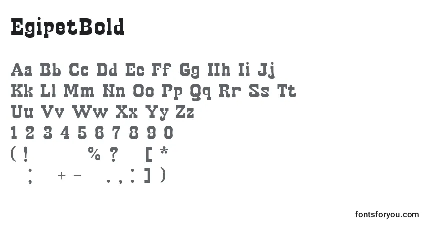 A fonte EgipetBold – alfabeto, números, caracteres especiais