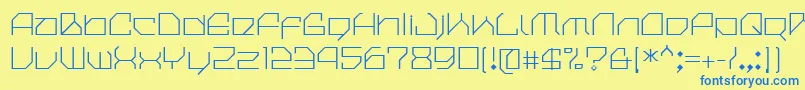 フォントCilicaRegular – 青い文字が黄色の背景にあります。