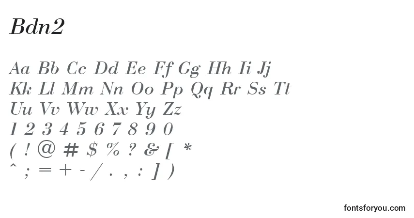 Czcionka Bdn2 – alfabet, cyfry, specjalne znaki