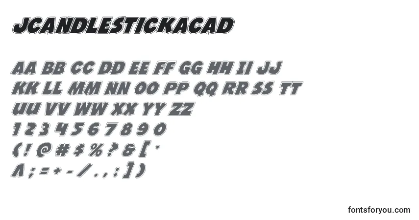 Schriftart Jcandlestickacad – Alphabet, Zahlen, spezielle Symbole