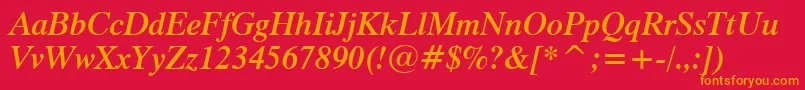 フォントDutch801SemiBoldItalicBt – 赤い背景にオレンジの文字