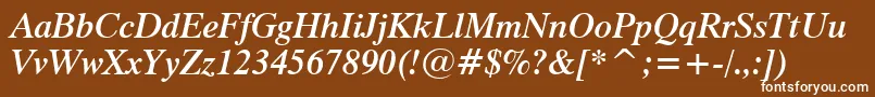 Dutch801SemiBoldItalicBt-Schriftart – Weiße Schriften auf braunem Hintergrund