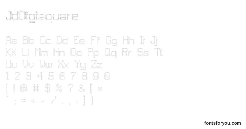JdDigisquare Font – alphabet, numbers, special characters