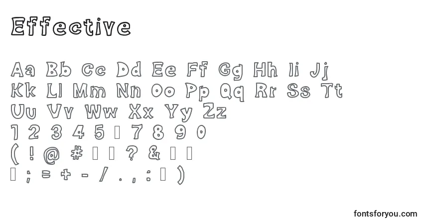 Czcionka Effective – alfabet, cyfry, specjalne znaki