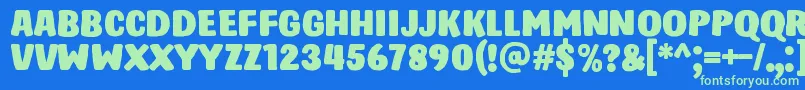 HastroRegular Font – Green Fonts on Blue Background