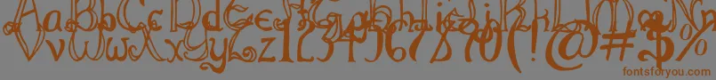 フォントThrorianFormal – 茶色の文字が灰色の背景にあります。
