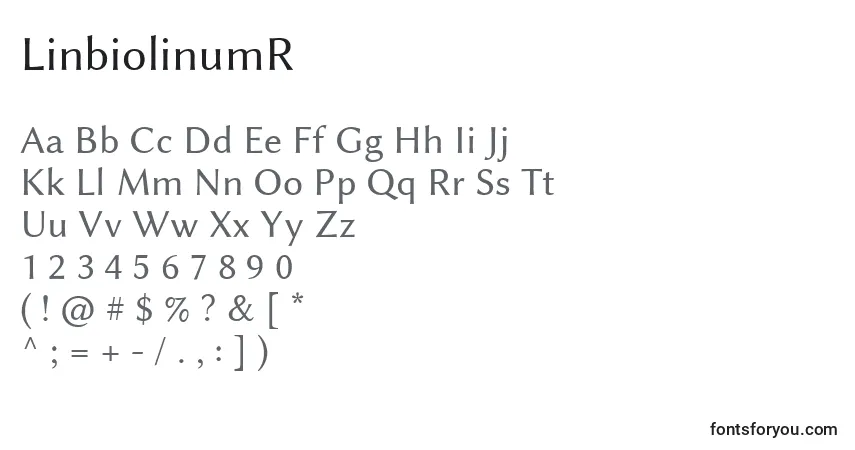 Шрифт LinbiolinumR – алфавит, цифры, специальные символы